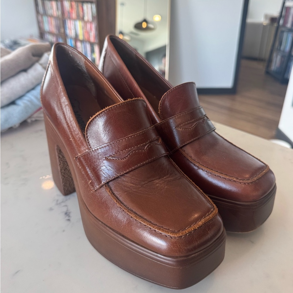 Free People Platform Penny Loafers in Brown - Women’s 40
